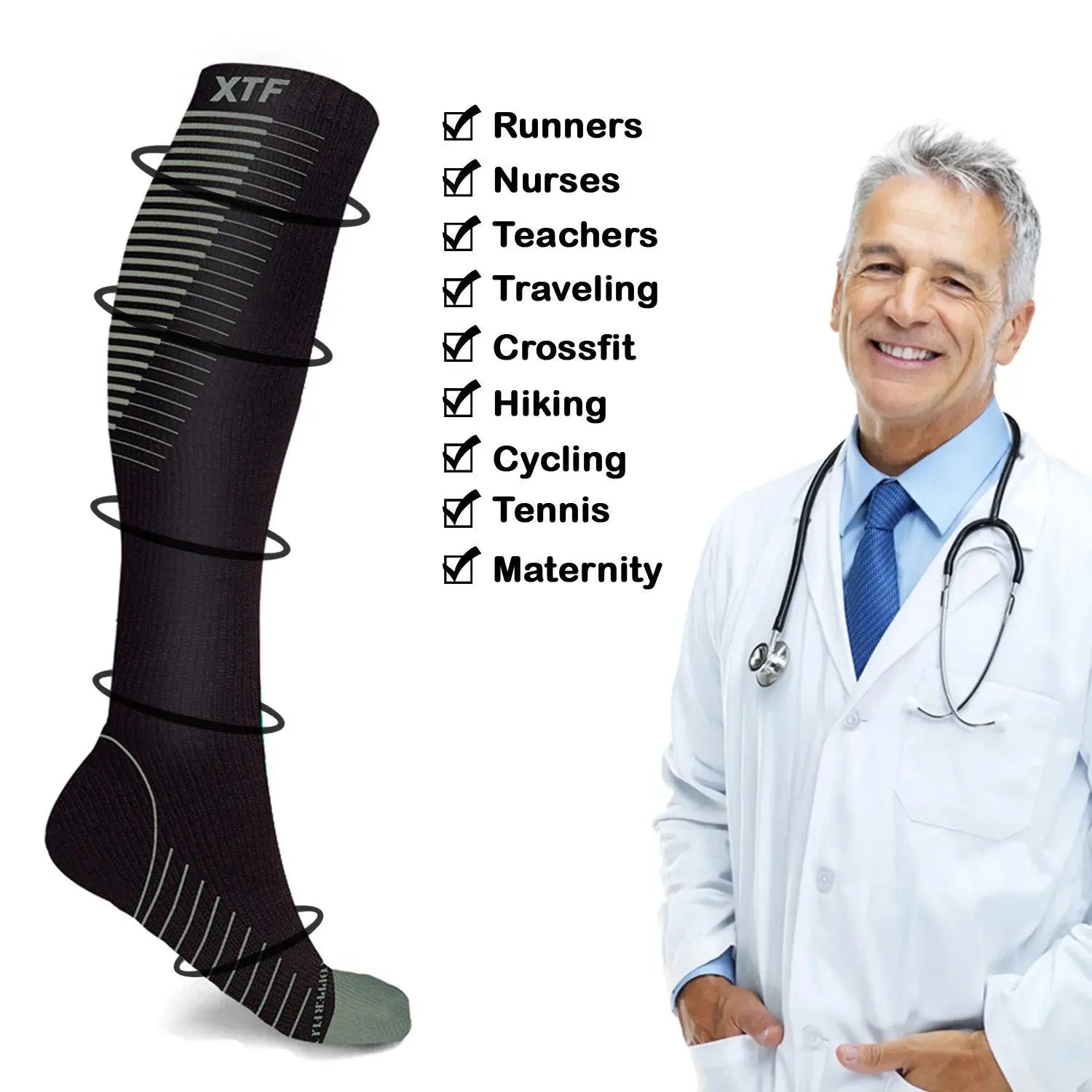 Elevate Your Performance with Copper Compression Knee-High Socks - 6 Pairs for Ultimate Comfort and Support