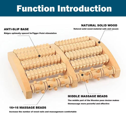 Experience Ultimate Relaxation with Our Wooden Six Row Large Roller Foot Massager - Perfect for Pain Relief and Acupoint Stimulation